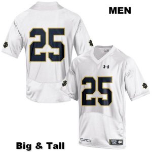 Notre Dame Fighting Irish Men's Braden Lenzy #25 White Under Armour No Name Authentic Stitched Big & Tall College NCAA Football Jersey CUQ1099FD